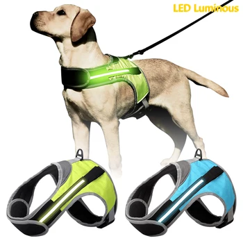 Led шлейка за кучета със светлоотразителен нагрудным колан - осигурява сигурност и видимост породи хъски, овчарка и лабрадор