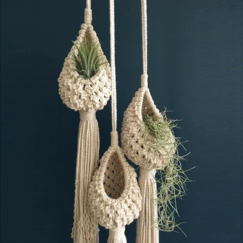 Въздушна закачалка за растенията в стил бохо ресни, тилландсия, Подвесная кошница, въженият притежателя, цветен декор за дома