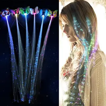 Случайна led светеща косичка за коса, светещ луминесцентна родословни, на Новост, украса за коса, led играчки за момичета, Коледна парти, Коледен подарък